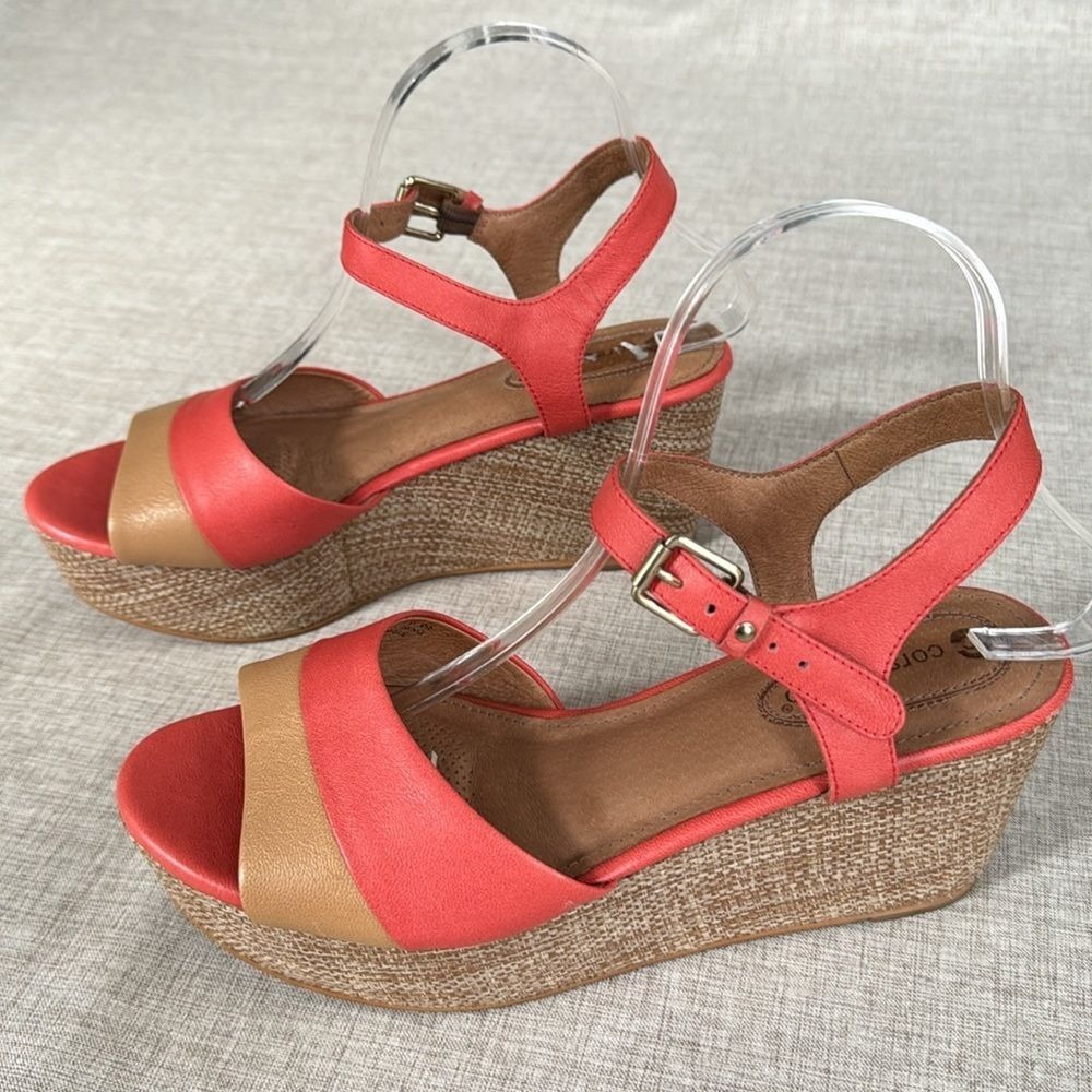 Corso Como leather platform wedge ankle trap summer beachy size 10